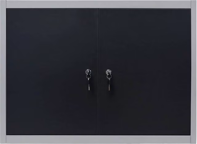 Berkfield Home Industrial Style Wall Mounted Metal Tool Cabinet in Grey and Black