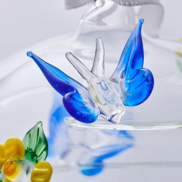 Sienna Glass Blue Butterfly Wildlife Collection Glass Globe, Diameter: 10 cm