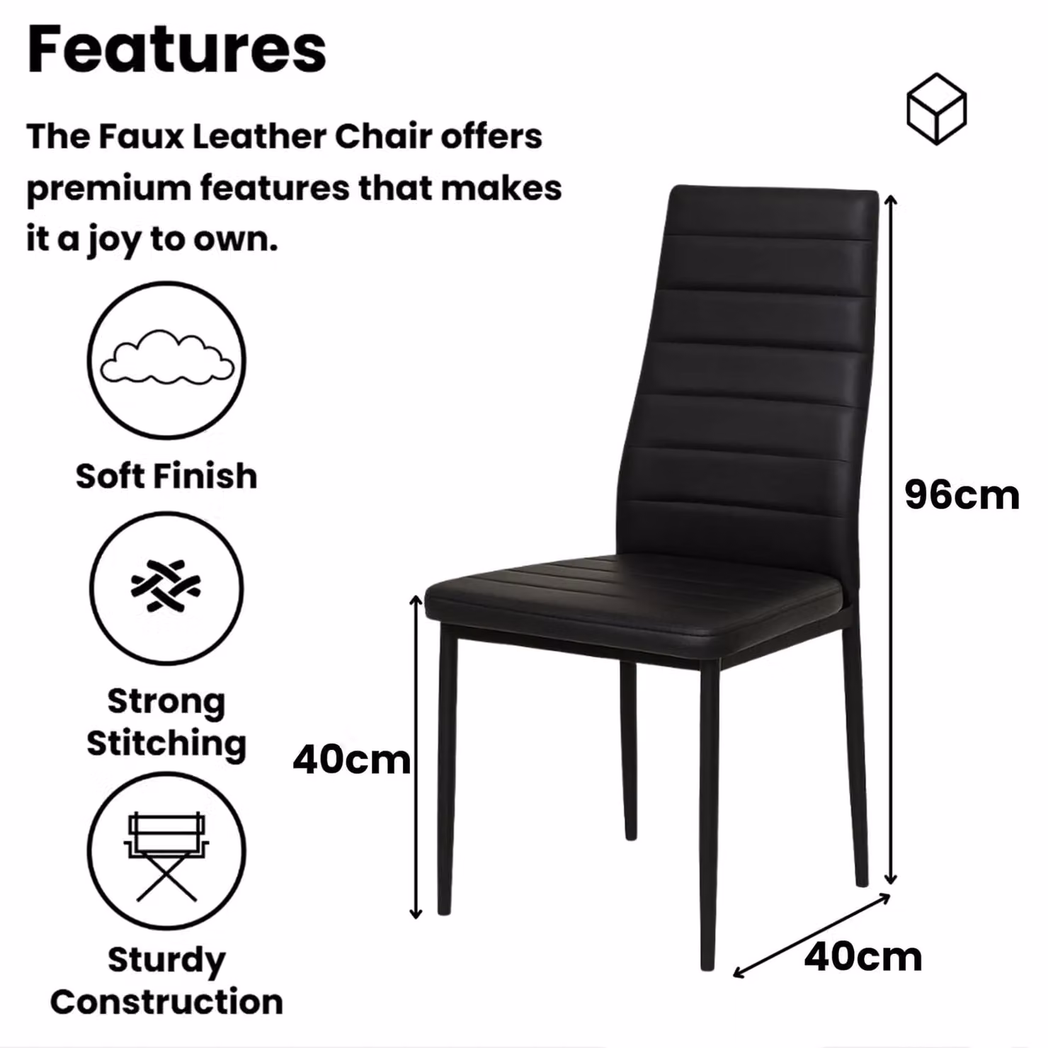 KOSY KOALA Modern Black Marble Effect Glass Dining Table and 6 Brown Leather Chairs Set – 4