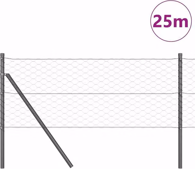 Berkfield Home Grey Steel Hexagon Fence, W: 0.6 m, L: 25 m – 1