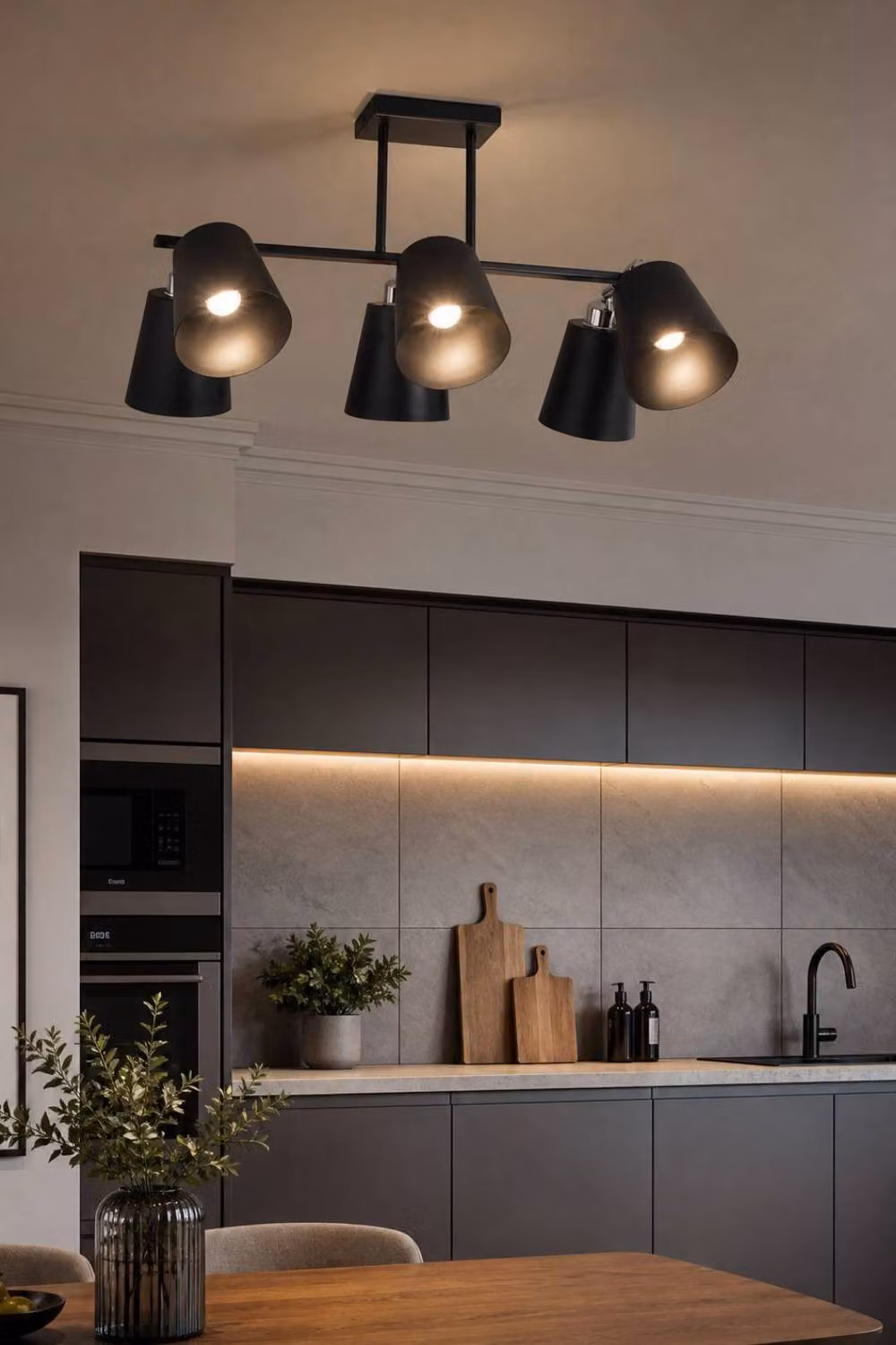 Living and Home Adjustable 6-Light Semi-Flush Mount Ceiling Spotlight in Black – 2