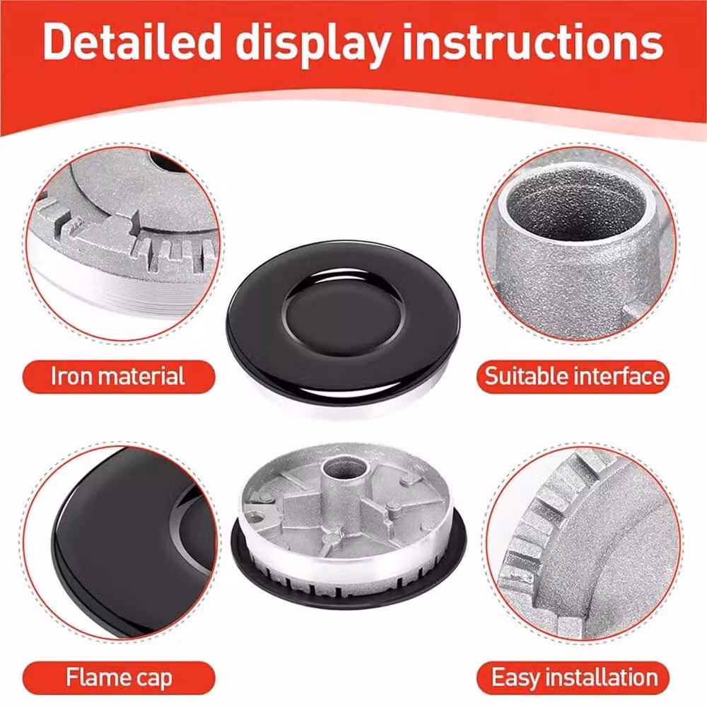 Nordara 4-Piece Universal Gas Hob Burner Cap Kit in Black, 55-100mm – 5