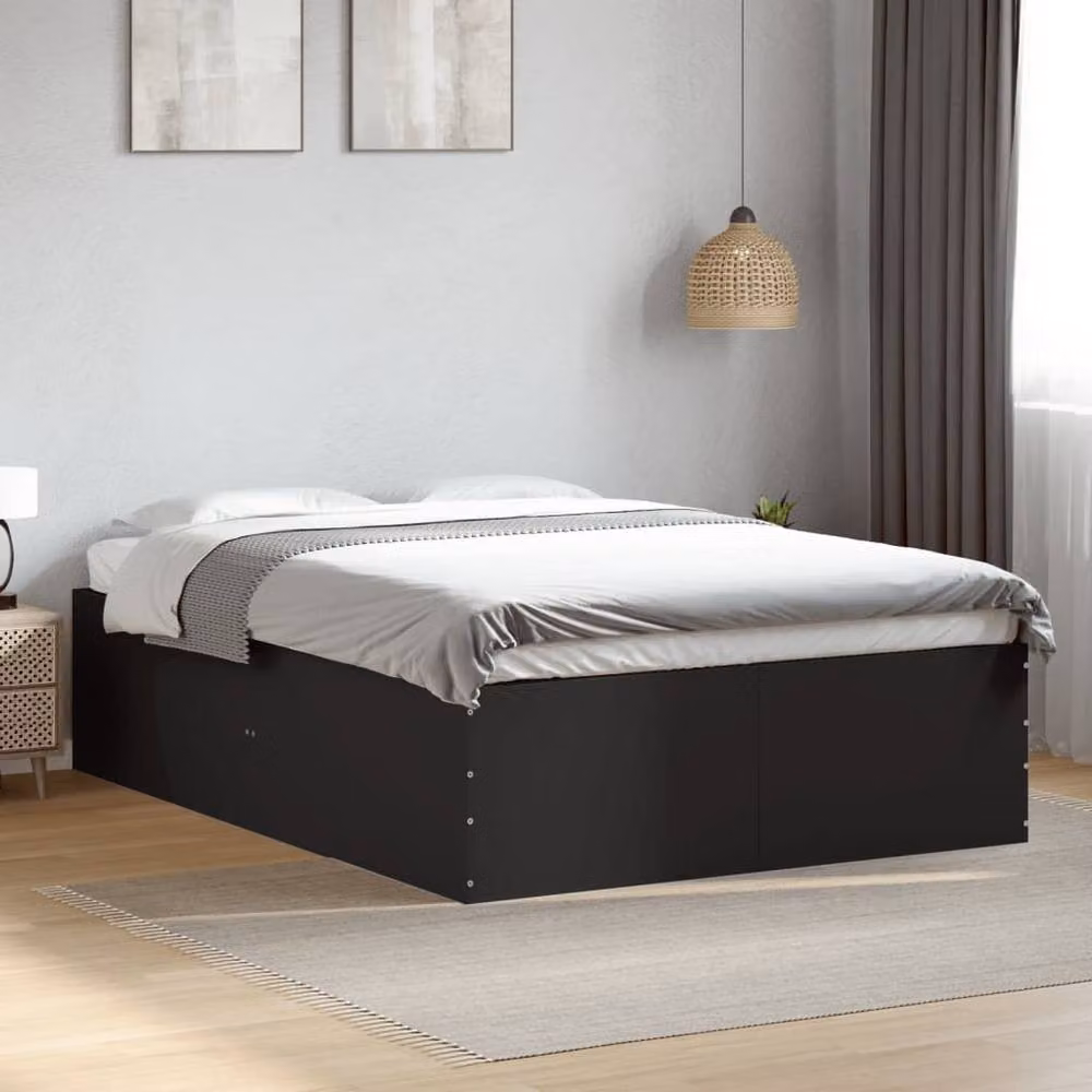 Berkfield Home Modern Small Double Bed Frame in Black, W/D/H: 120 x 190 cm – 2