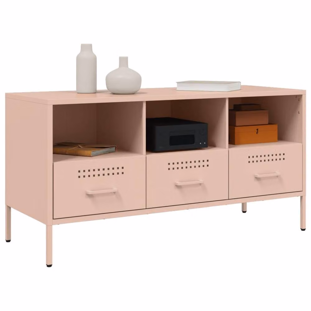 Berkfield Home Pink Metal TV Cabinet W/D/H: 100.5 x 39 x 50.5 cm – 4