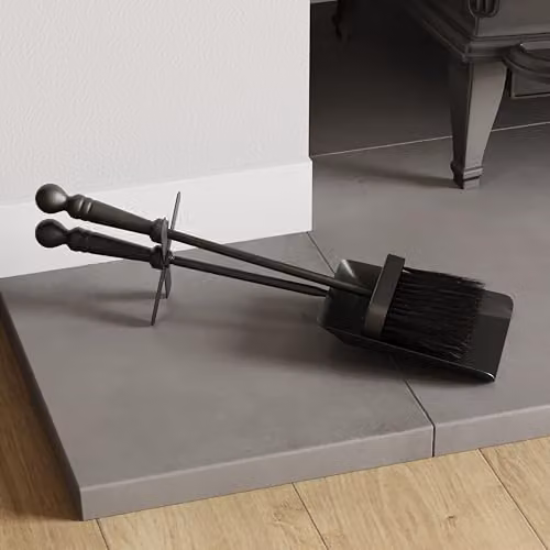 Fire Vida Metal Hearth Shovel and Brush Set, Black – 5