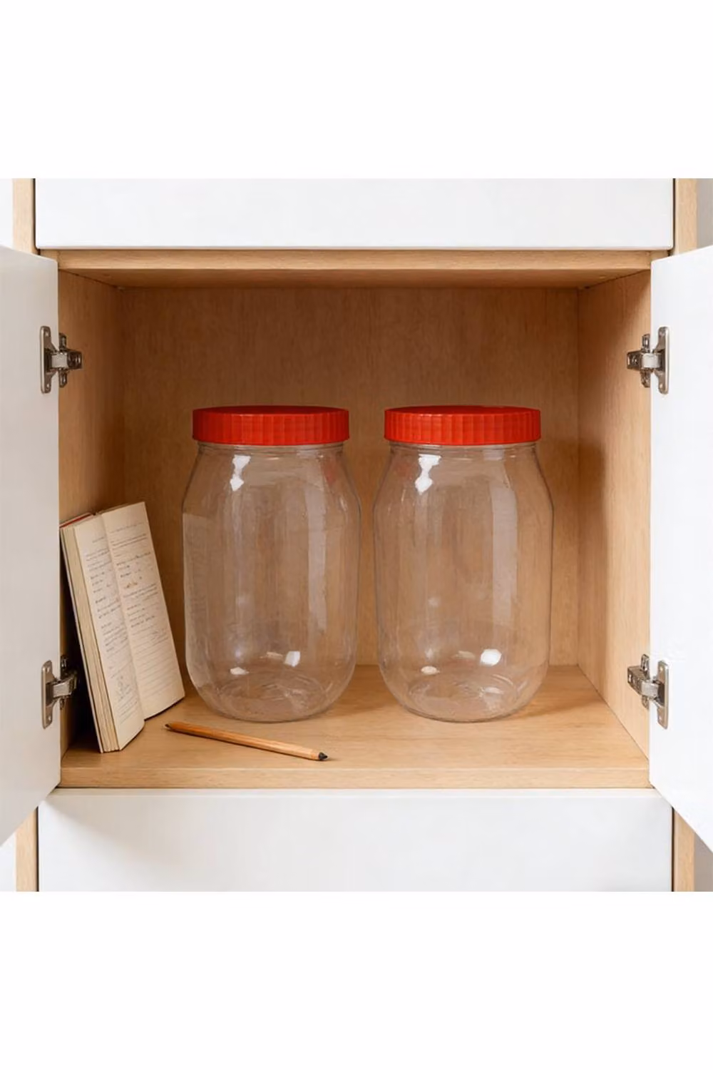 KDMD 2-Piece Clear Plastic Food Storage Jars with Screw Lids, 750 ml each, Freezer Safe – 2