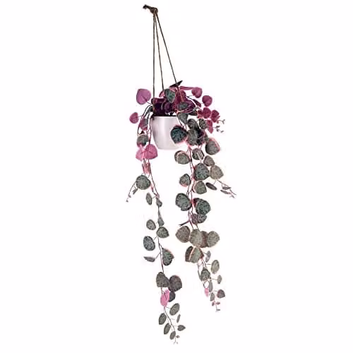 Leaf Pink and White Artificial String of Hearts Hanging Plant, 90 cm – 1