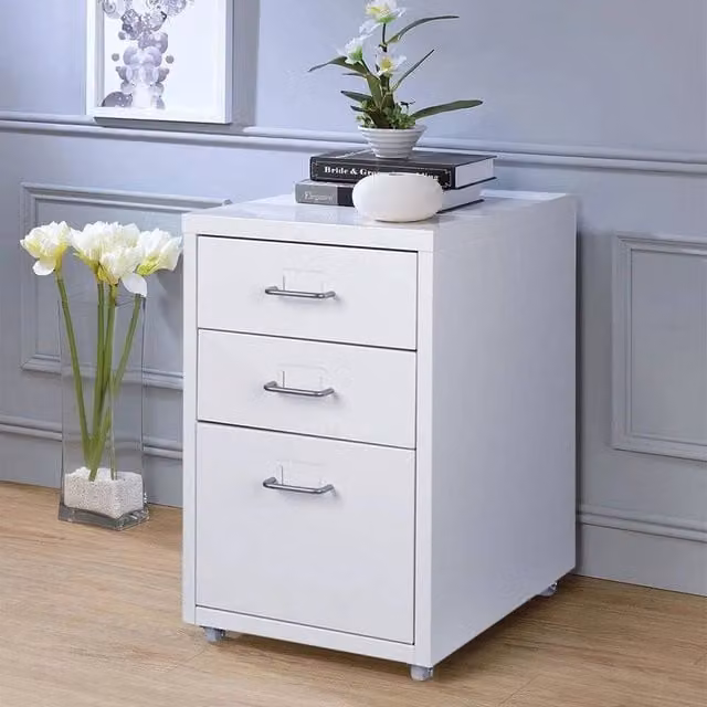 KORVIXA White 3 Drawer Mobile Filing Cabinet and Printer Stand