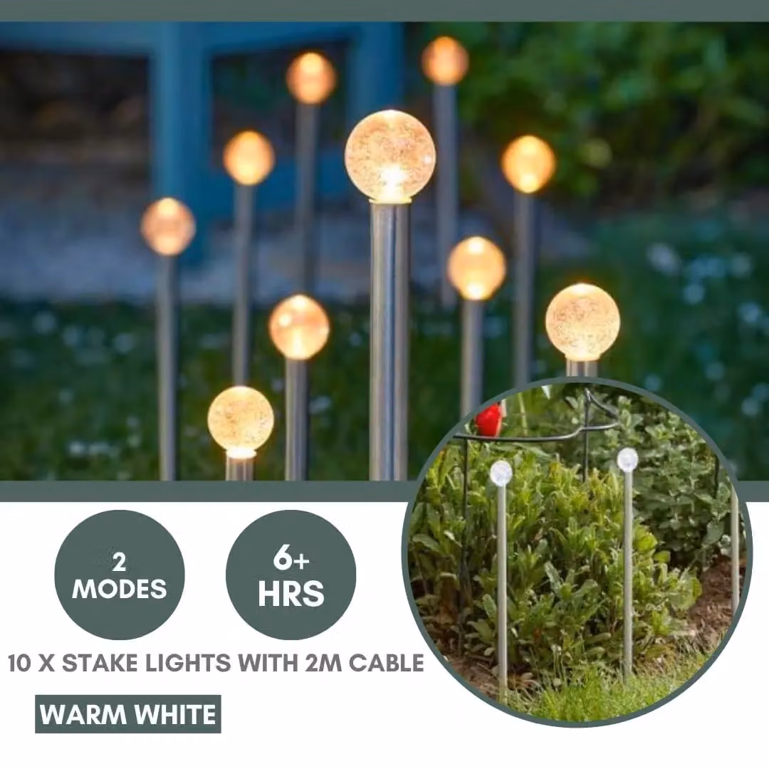 Marco Paul 10-Pack Solar Glowball Sphere Stake Lights in White – 5