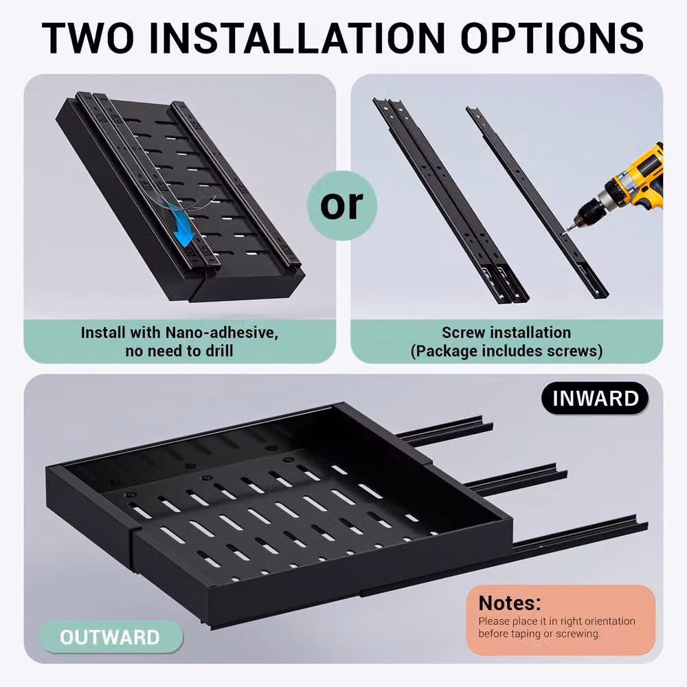 Appaso Black Metal Adjustable Pull Out Cabinet Drawer Inserts, 2-Piece Set, Depth: 52 cm, Width: 32-52 cm – 5