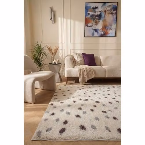 THE RUGS Modern Dotted Patterned Soft Shaggy Area Rug in Grey, Purple and Multicolour, W/D/H: 80 x 300 cm – 3