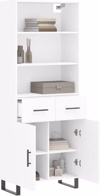 Berkfield Home Modern White Matt Highboard with Hinged Doors and Internal Shelves, W/D/H: 69.5 x 34 x 180 cm – 1