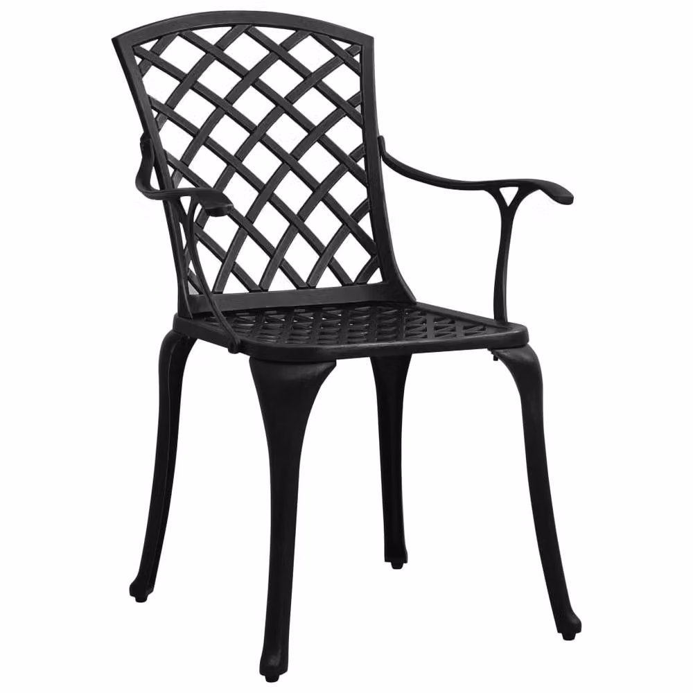 Berkfield Home Beautiful 5 Piece Cast Aluminium Bistro Set in Matt Black – 2