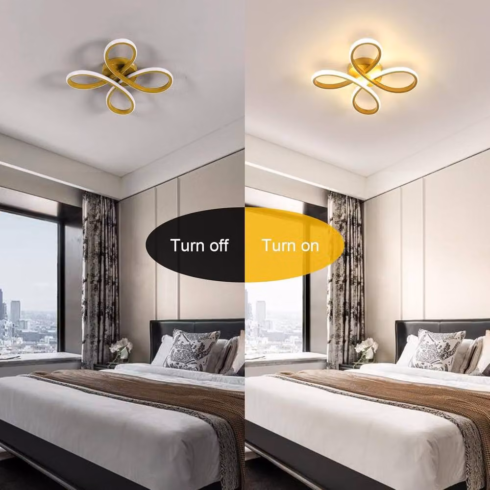 Goeco 30W LED Flower Shape Ceiling Light in Gold/Brass with 3000K Warm White Lighting – 2