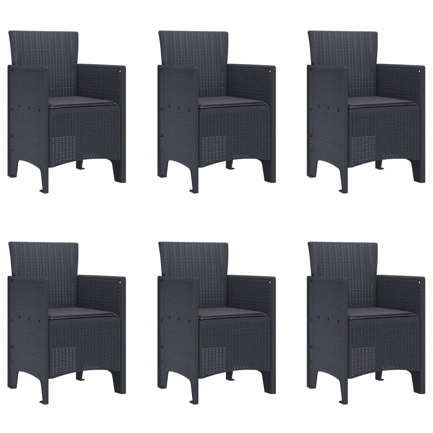 Berkfield Home 7 Piece Anthracite Poly Rattan Garden Dining Set with Cushions – 3