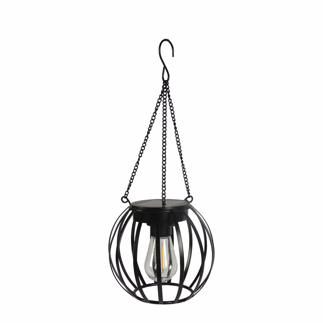 Bright Zeal Solar Metal Hanging Lantern in Black for Garden and Terrace, Diameter: 30.48 cm – 2