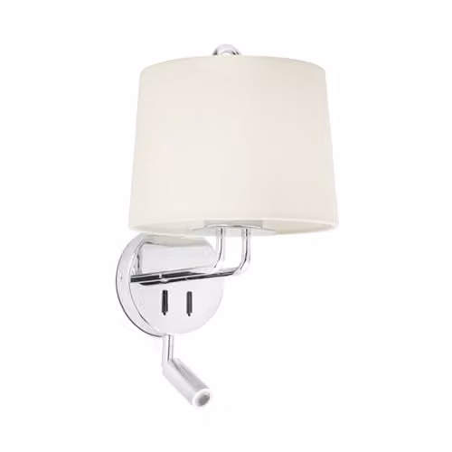 Netlighting Montreal Wall Lamp with Reading Light in Chrome and White Shade