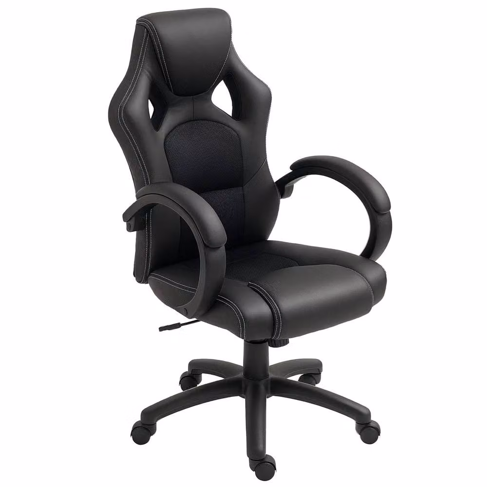 FORGEVIO Executive Racing Swivel Gaming Office Chair in Black PU Leather – 6