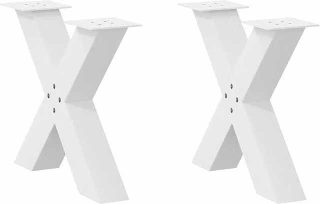 Berkfield Home X-Shaped Coffee Table Legs, 2 Piece White Lacquered Steel Set, Height: 60 cm, Width: 42.5 cm