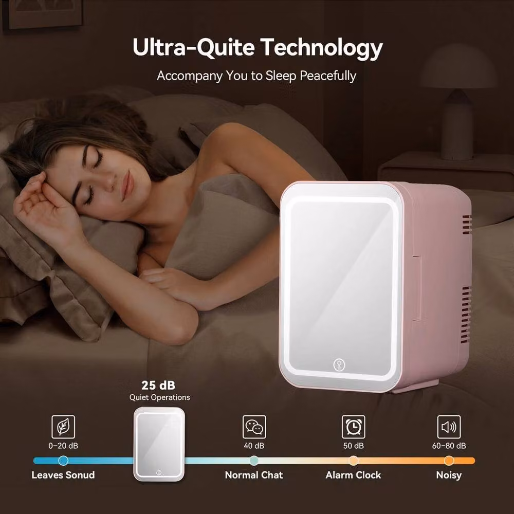 SPETLEK Pink LED Mirror Mini Portable Fridge, 4L – 3