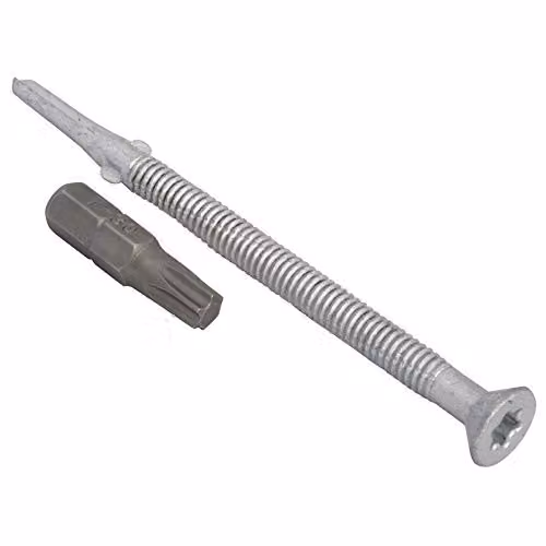 Forgefix Silver Galvanised Steel Self-Drilling Torx Roofing Screws for Wood, 5.5 x 85 mm, Pack of 50