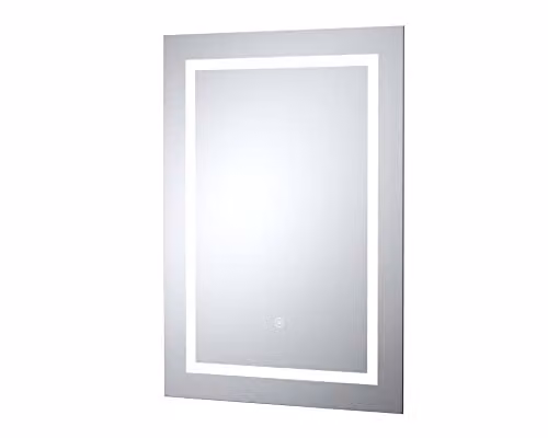 nuie Modern Rectangular LED Touch Sensor Bathroom Wall Mirror in Silver, W: 70 cm, H: 50 cm