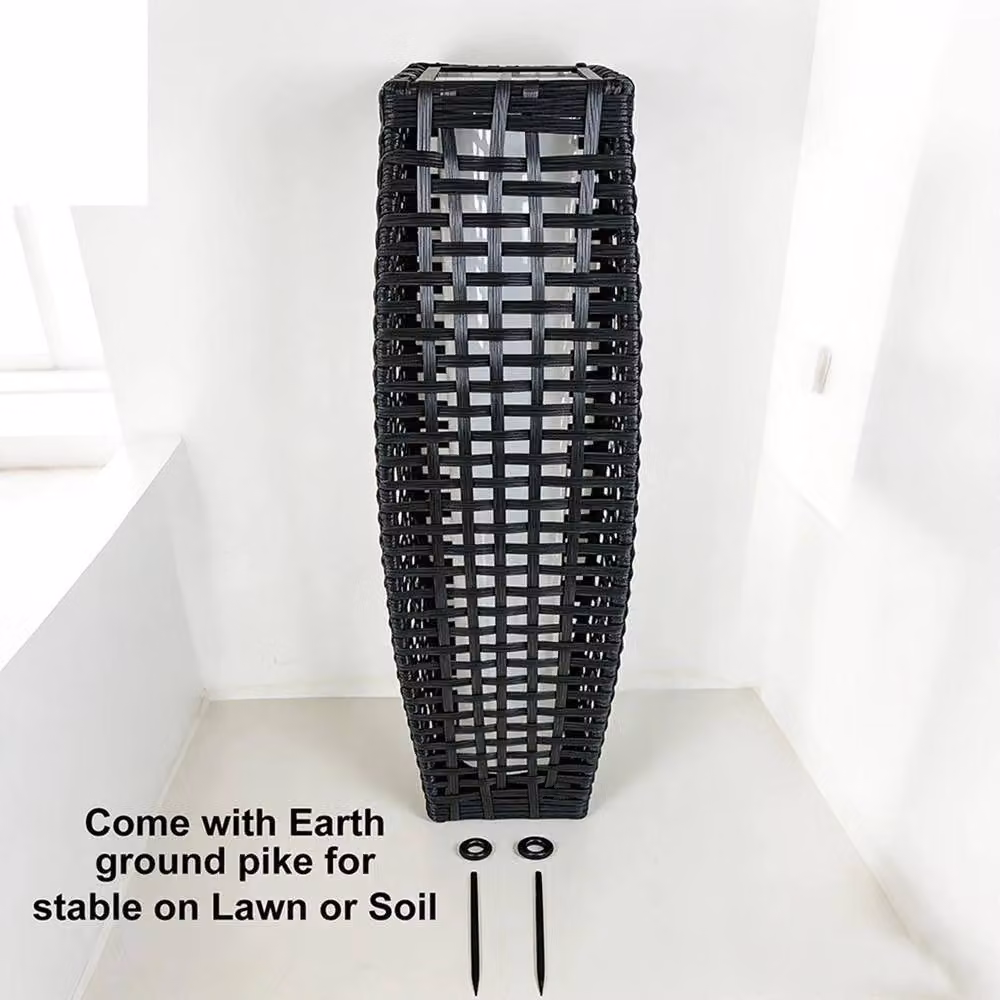 Havendro Solar Wicker LED Outdoor Lantern in Grey with Dusk Sensor and IP44 Rating – 2