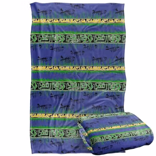 JQ Licensing Tiki Tropical Blue Floral Super Soft Fleece Throw Blanket, W/D/H: 91 x 147 cm