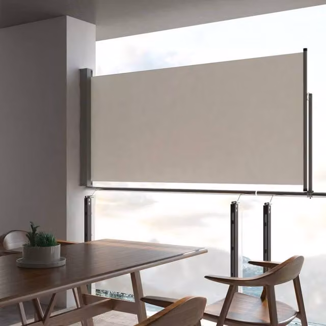 Berkfield Home Retractable Side Awning in Beige, W/D/H: 300 x 120 x 120 cm