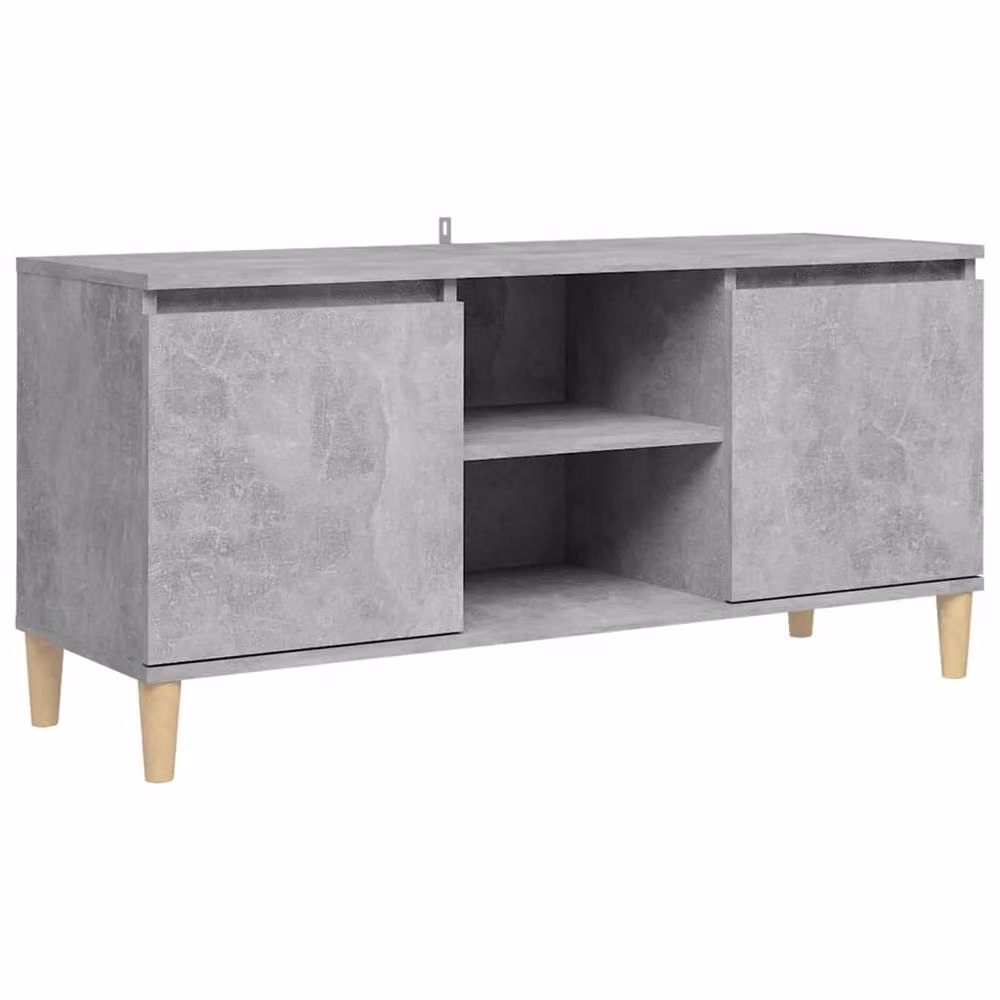 Berkfield Home TV Cabinet in Concrete Grey with Solid Wood Legs, W: 103.5 cm, D: 35 cm, H: 50 cm – 2