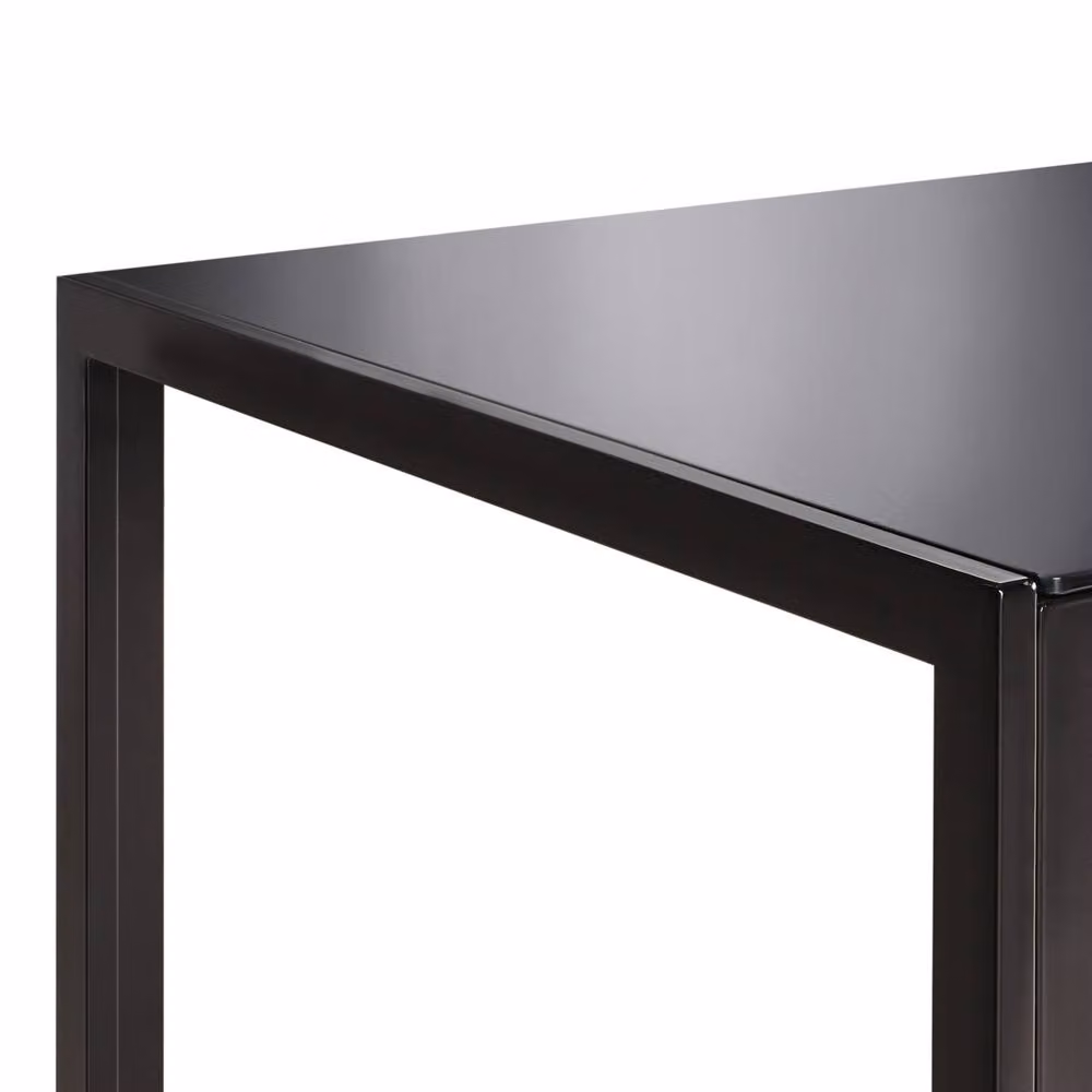 Wyld and Coco Modern Rectangular Dining Table with Black Glossy Tempered Glass Top, W: 120 cm, D: 80 cm, H: 75 cm – 4