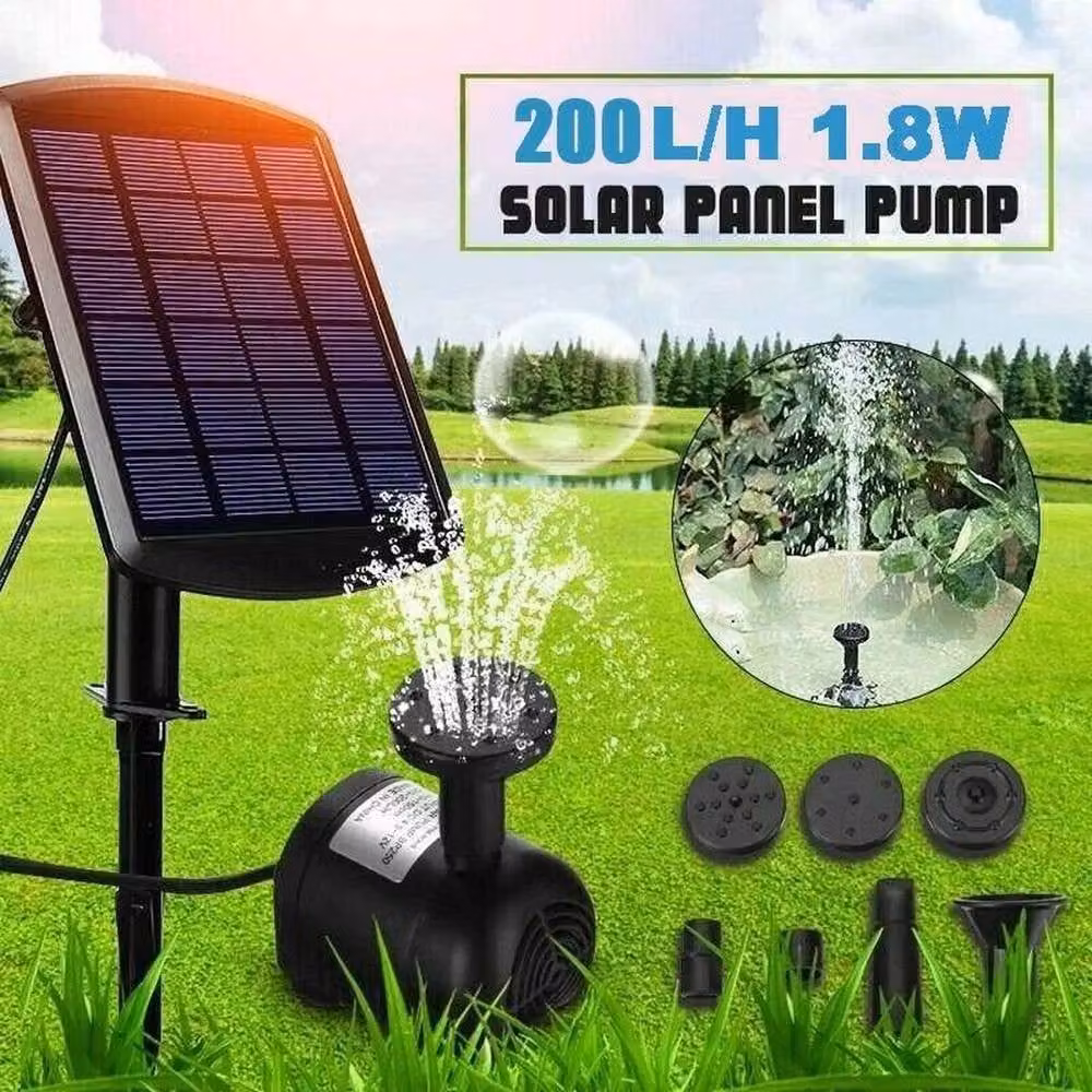 NESTLUNE Solar Power Fountain Water Pump Kit with Panel, Black, W: 100 cm, D: 15 cm, H: 15 cm – 4