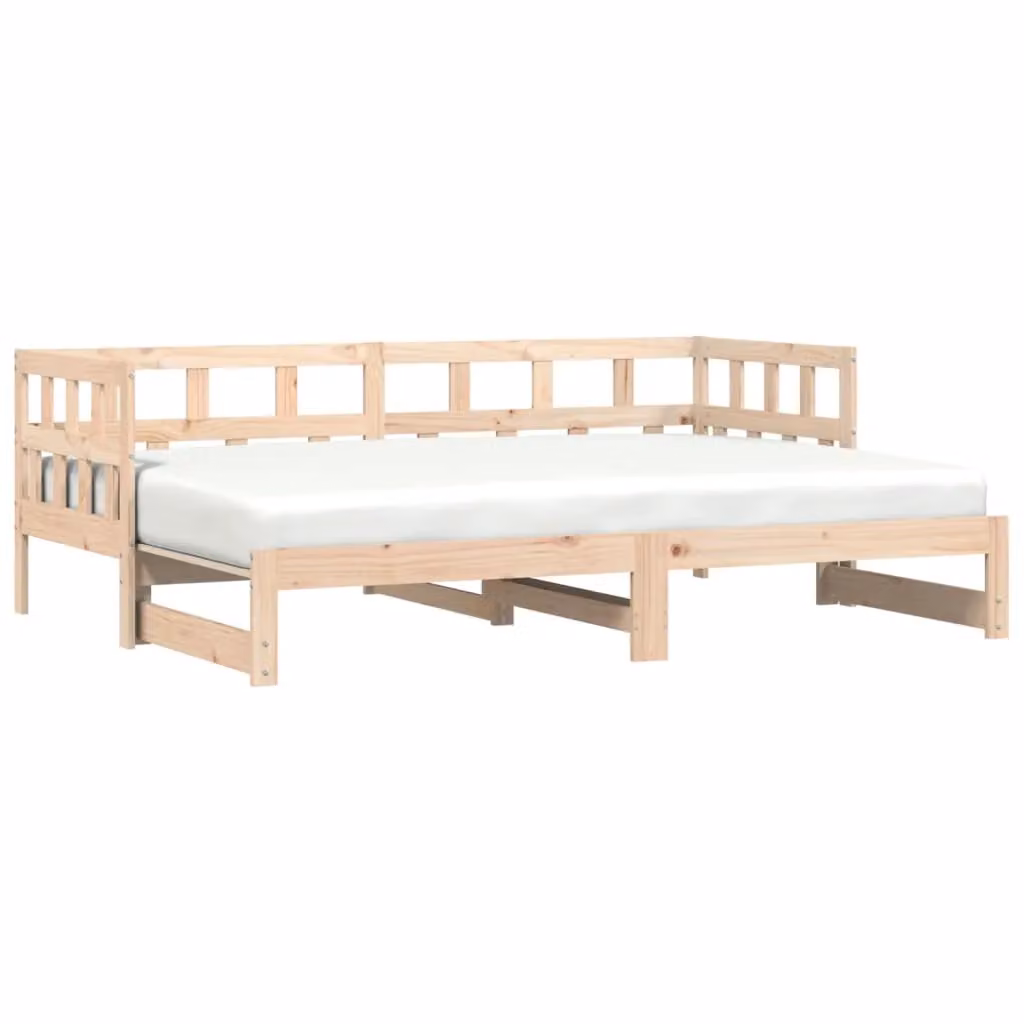 Berkfield Home Rustic Solid Wood Pine Daybed with Trundle in Brown, W/D/H: 80 x 200 cm – 2