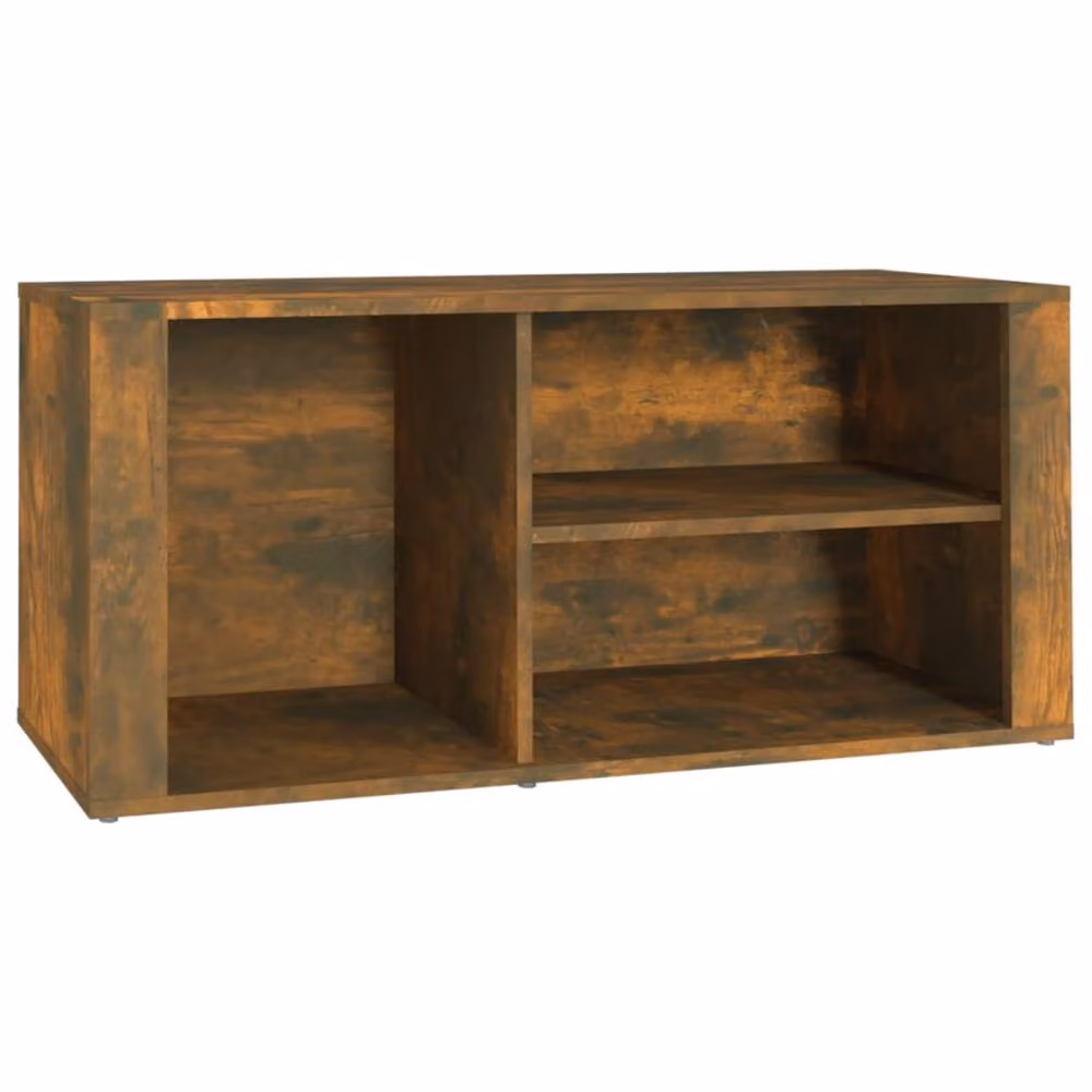 Berkfield Home Smoked Oak Shoe Cabinet in Brown, W/D/H: 100 x 35 x 45 cm – 2