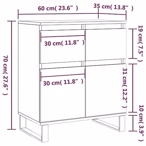 vidaXL Modern Sideboard in Brown, W/D/H: 60 x 35 x 70 cm – 3