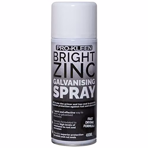 Pro-Kleen Bright Zinc Galvanising Aerosol Spray Paint, Silver, 400ml