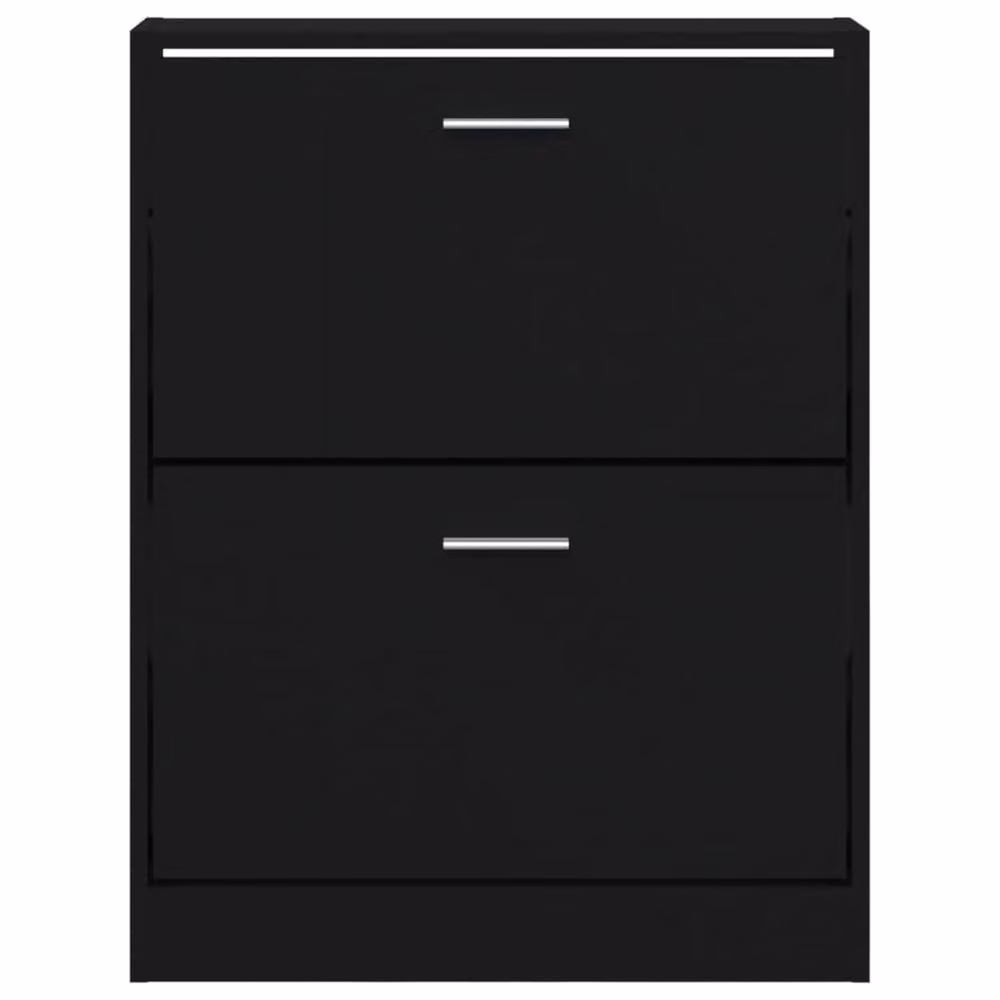 Berkfield Home Modern Black Shoe Cabinet with Tilting Compartments and Internal Drawers, W/D/H: 59 x 17 x 81 cm – 4