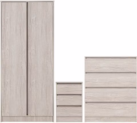 Seconique Malvern Urban Snow 3 Piece Modern White Wood Bedroom Furniture Package