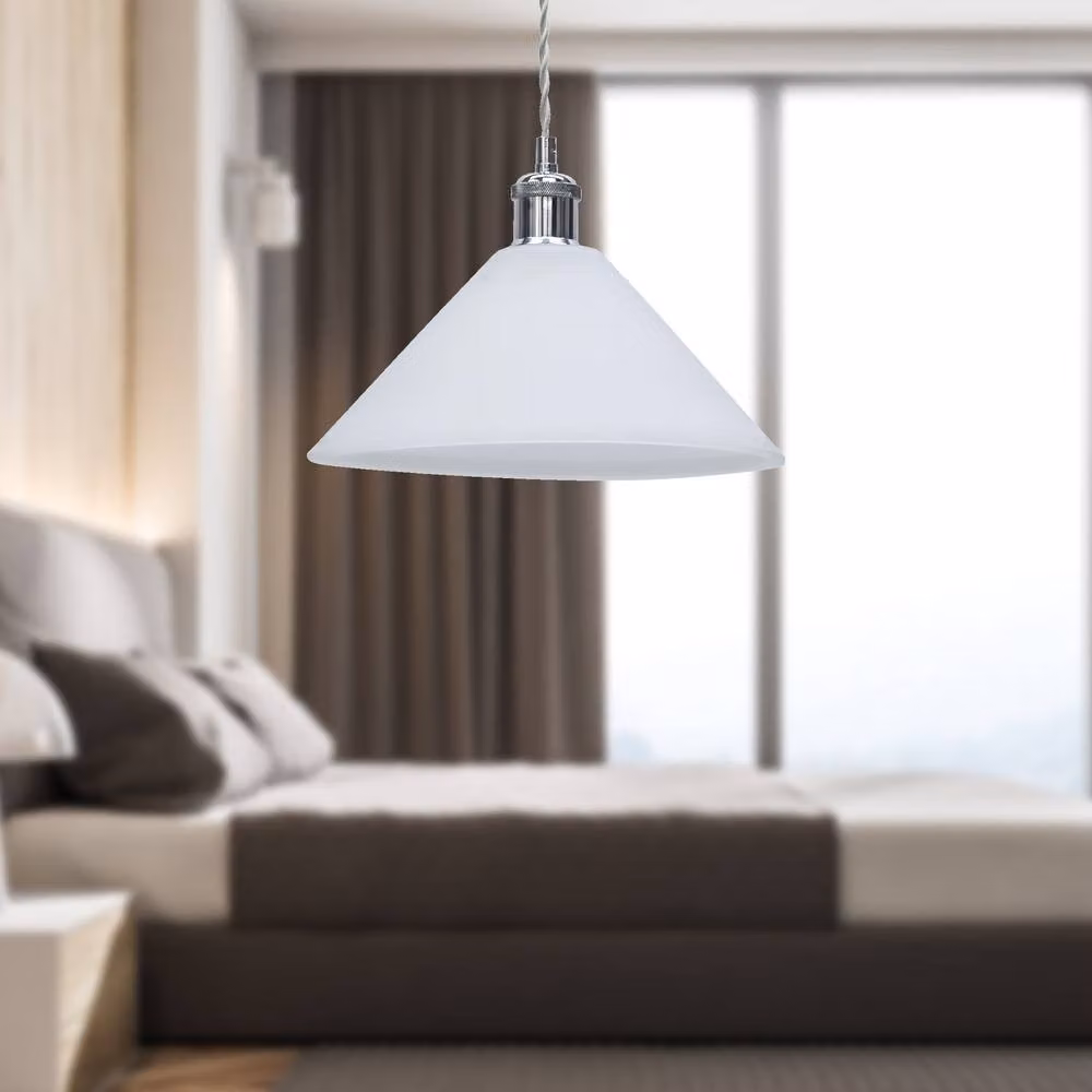 First Choice Lighting Fenton Polished Chrome and White Frosted Glass Pendant Light – 2