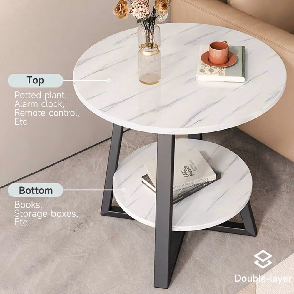 FLAVORA 2 Tier Round White Coffee and Side Table – 2