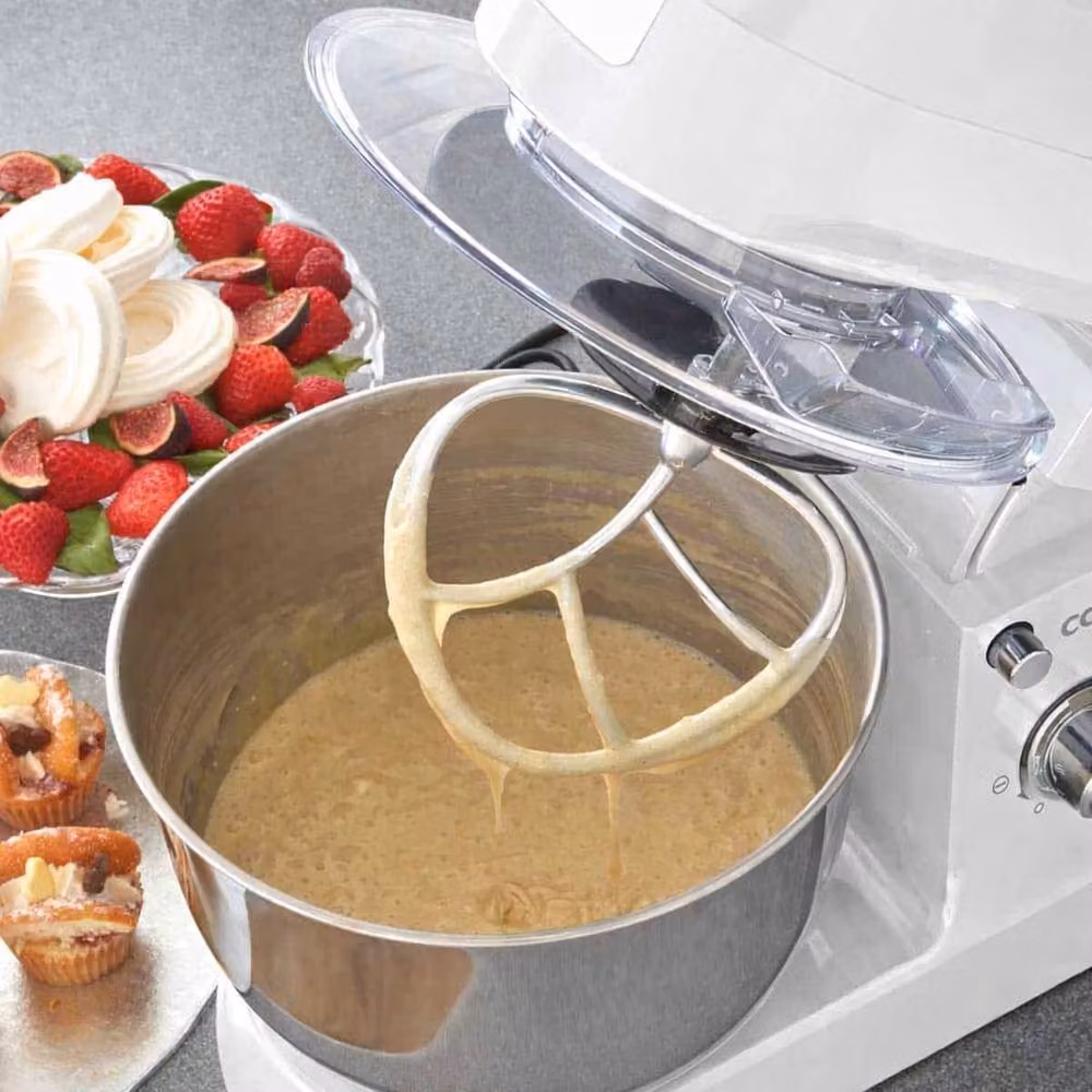 Cooks Professional Multifunction 1200W Stand Mixer with Mincer and Blender, 6.2L Stainless Steel Mixing Bowl, White – 4