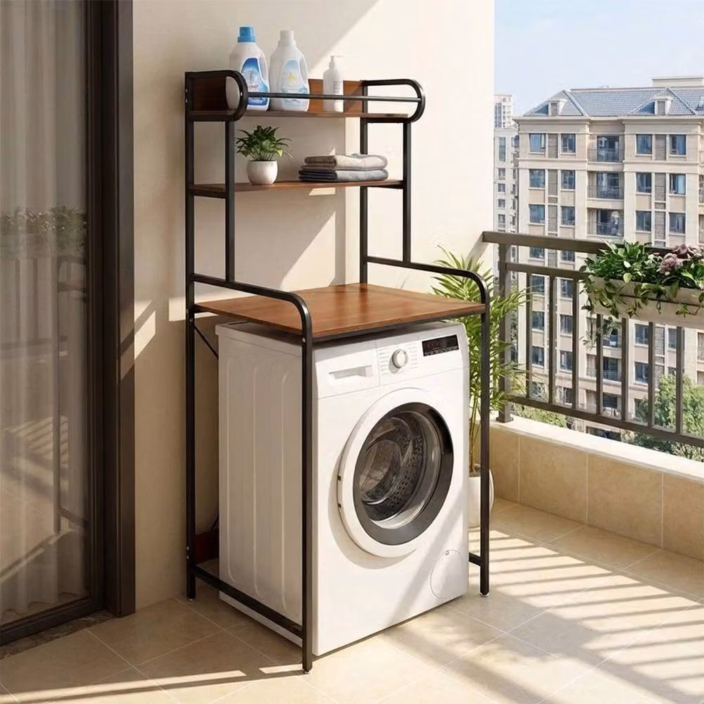 FORGEVIO 3-Tier Over Washing Machine Storage Rack in Black, H 175 x W 60 x D 68 cm – 4