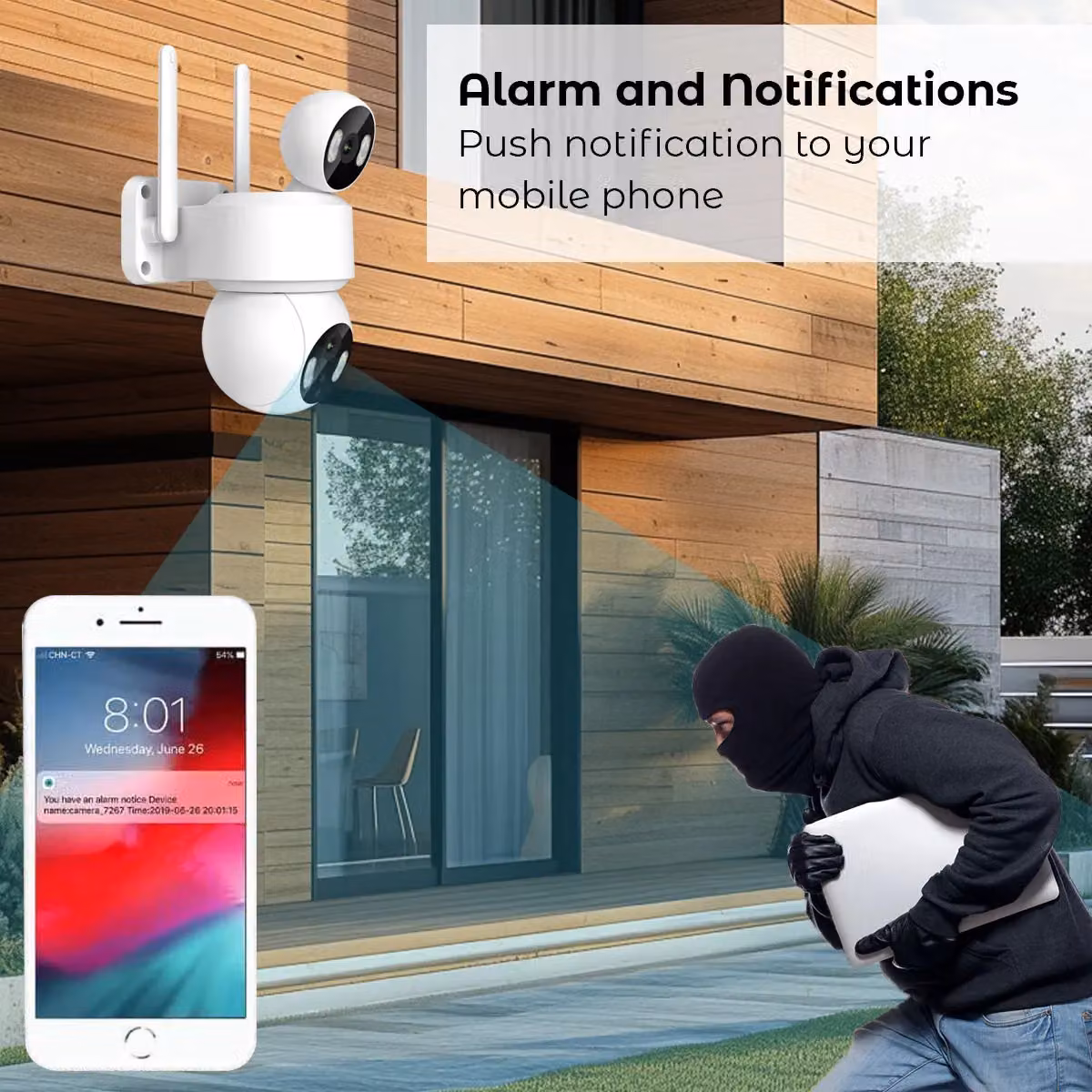 ENER-J Smart Wi-Fi Dual Lens Outdoor Dome IP Camera, White, IP65, 30m – 3