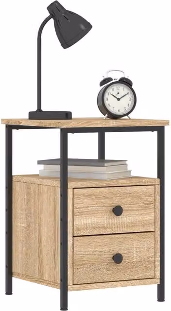 Berkfield Home Set of 2 Durable Bedside Cabinets in Sonoma Oak, Light Brown, W/D/H: 34 x 35.5 x 50 cm – 1