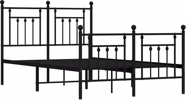 Berkfield Home Metal Bed Frame with Headboard and Footboard in Black, 135 x 190 cm Double