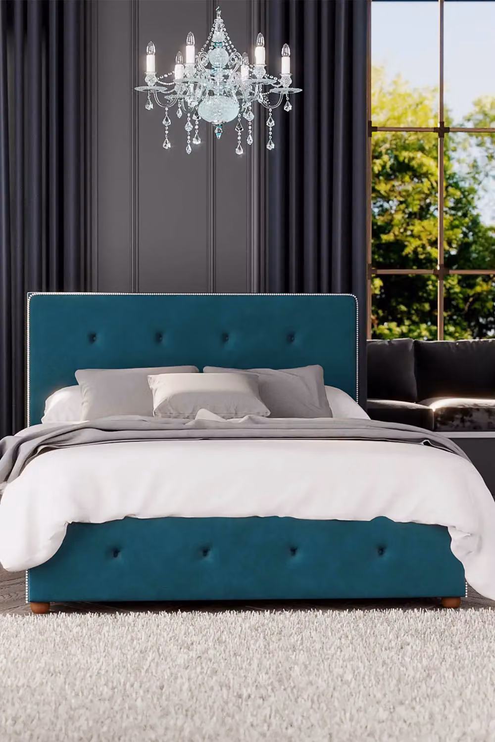 Laurence Llewelyn-Bowen Hesper Ottoman Storage Bed in Emerald Green Plush Velvet Fabric, King Size (W/D: 180 x 200 cm) – 2