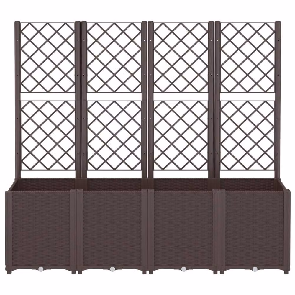 Berkfield Home Garden Planter with Trellis in Brown, W/D/H: 160 x 40 x 140 cm – 3