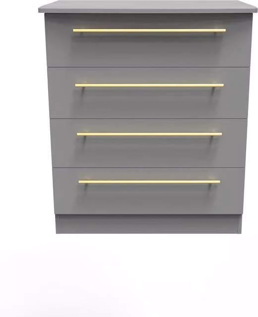 Helmsley 4 Drawer Chest in Dark Grey with Gold Accents, Ready Assembled