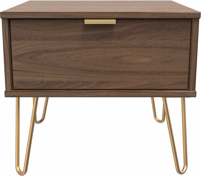 2 U Fuji Ready Assembled 1 Drawer Wide Side Table in Walnut Brown