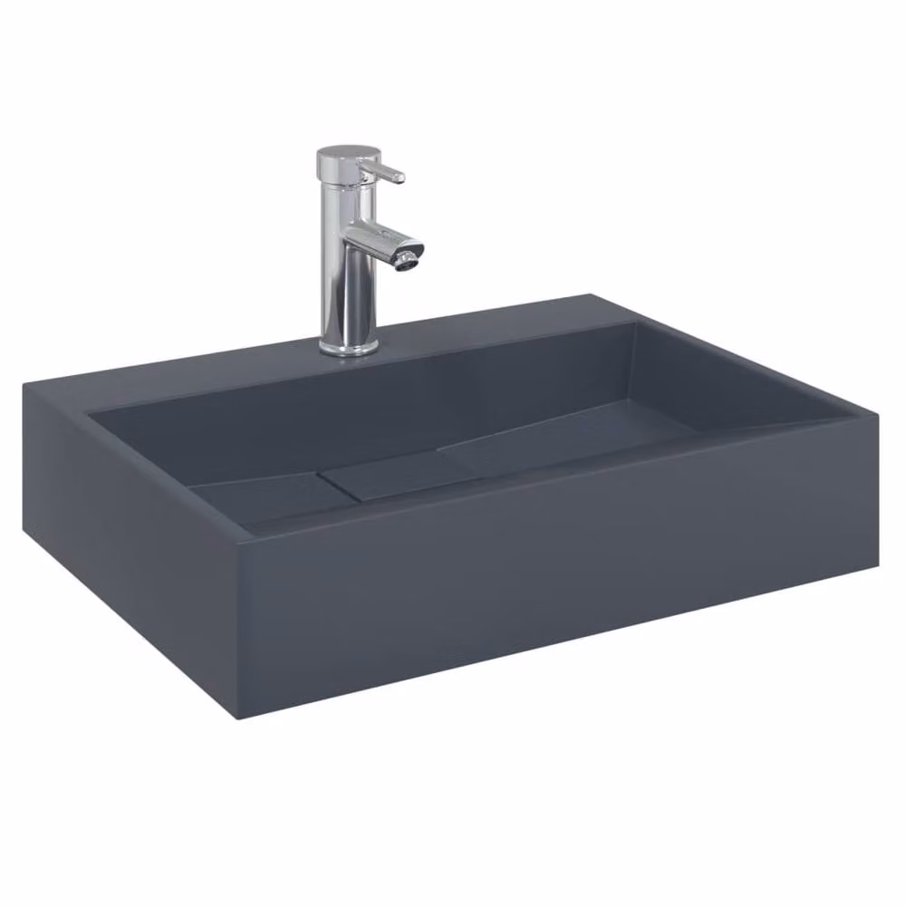 Berkfield Home Rectangular Countertop Wash Basin in Black Anthracite, W/D/H: 50 x 38 x 11 cm – 2